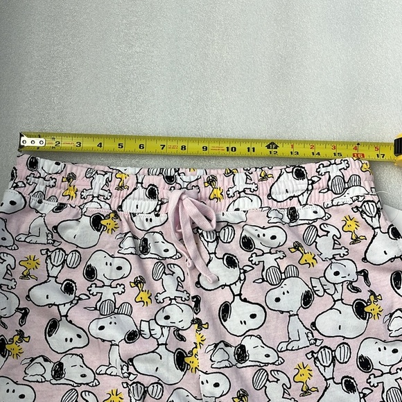 🆕 Peanuts Snoopy Pajama Pants Woodstock Drawstring Front Pockets Pink XL Juniors - Picture 6 of 7